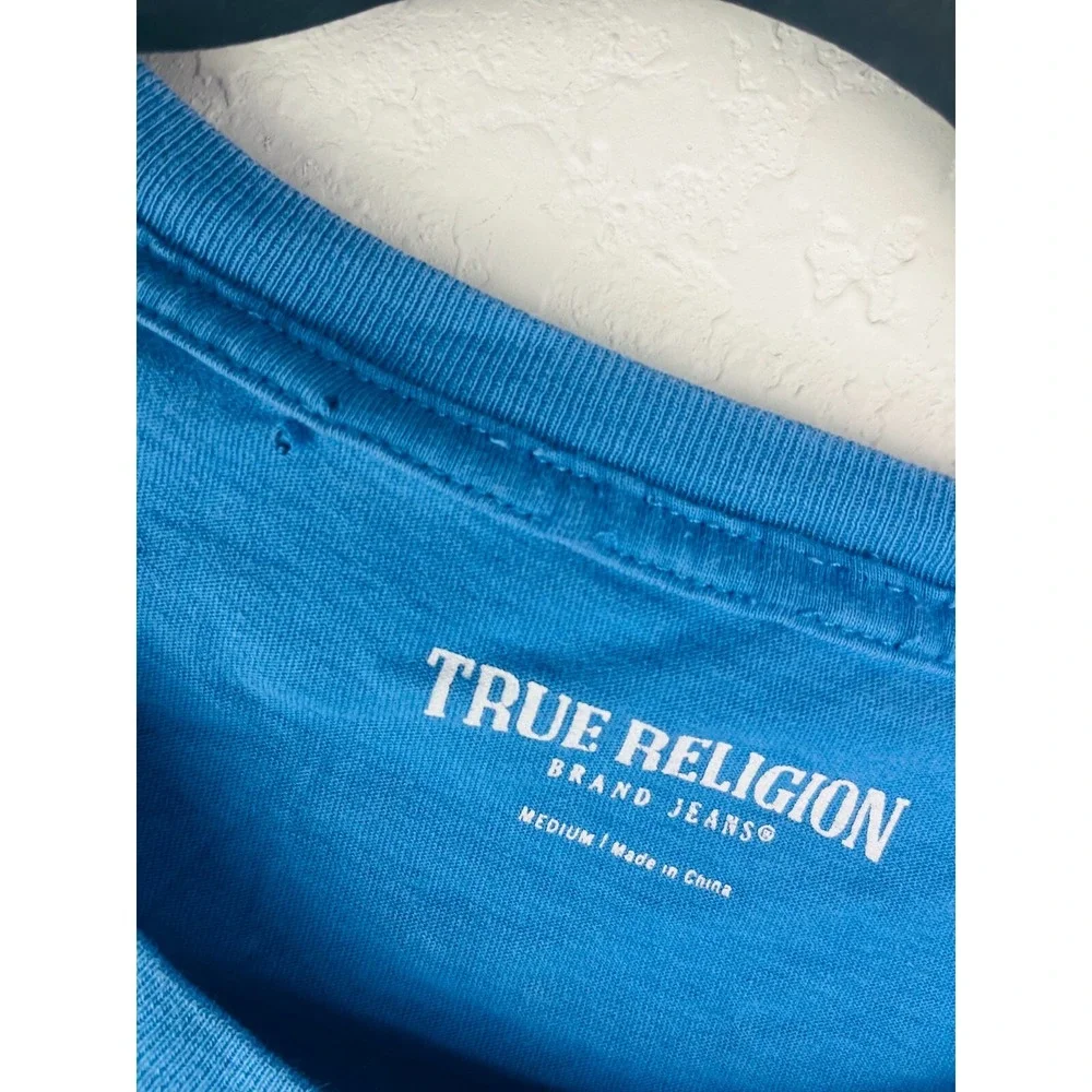 True Religion Half Buddha Horseshoe T Shirt‎ Sz M Federal Blue Crew Rare LE